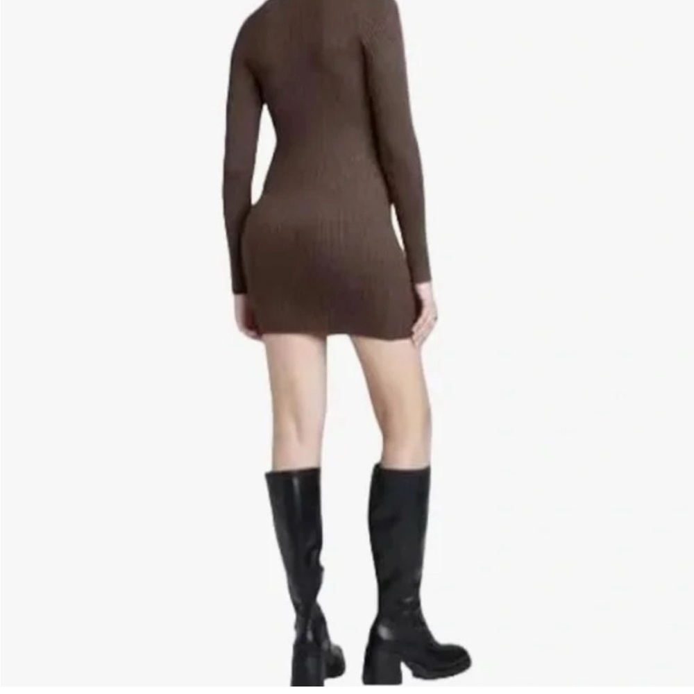 NWT Women's Long Sleeve Bodycon Mini Sweater Dress - Wild Fable Chocolate brown - Picture 2 of 8